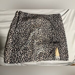 Adika Leopard Print Mini Skirt with Side Slit